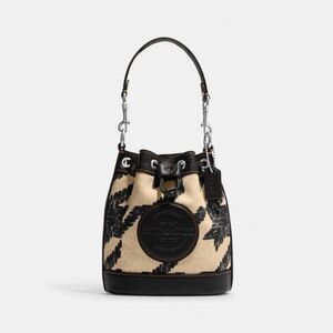 Coach Dempsey Herringbone Black and Tan Mini Bag